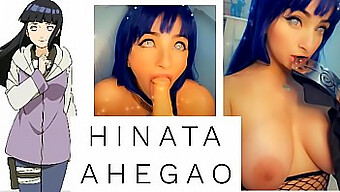 Hinata Ahegao gibt einen heißen Blowjob in Naruto Cosplay