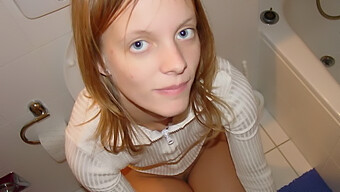 Petty, the horny college girl, peeing on herself while fucking a dildo