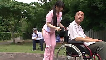 Outrageous Japanese nurse in uniform gets naughty outside